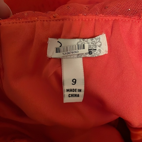 Glitter Orange Prom Homecoming Strapless Dress - Picture 6 of 8